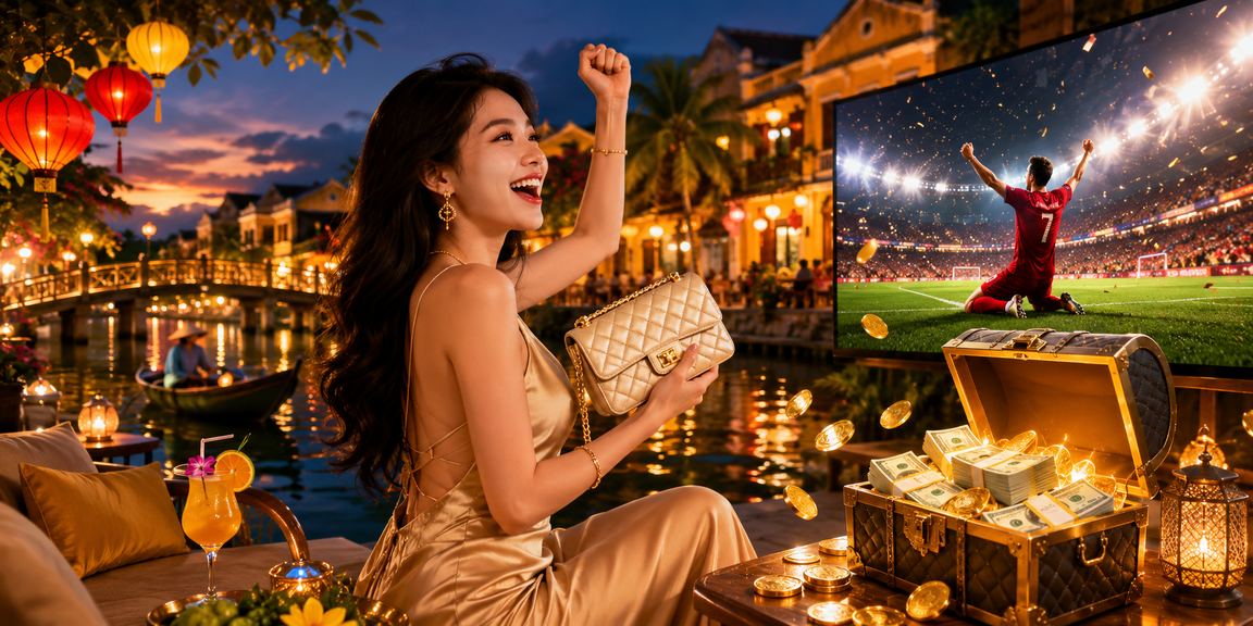 Khách hàng nhận tiền thưởng cashback tại Hội An trong không gian lồng đèn truyền thống